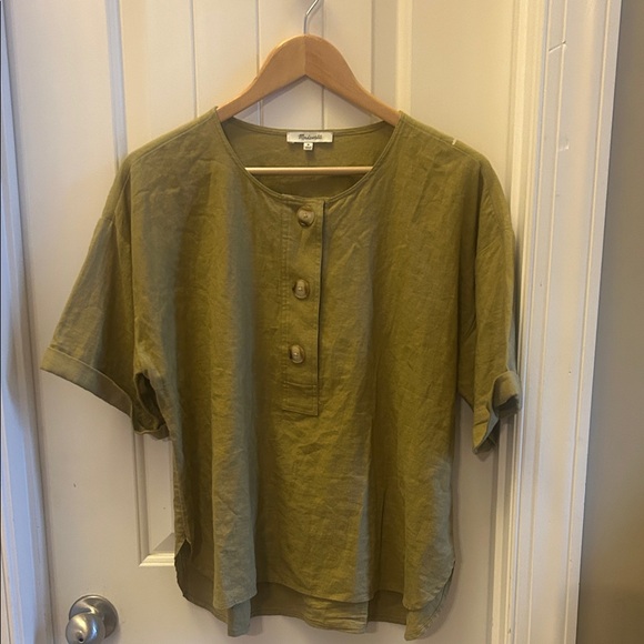 Madewell Tops - MADEWELL Linen-Blend Henley Slouch Shirt